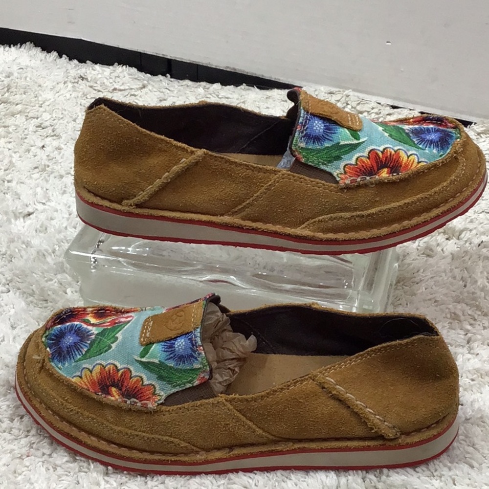 Ariat Sunburn brown suede and floral Cruiser slip on 7.5 - Picture 5 of 12